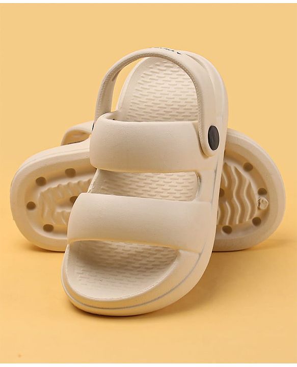 Pine Kids Solid Clogs With Back Strap - Beige