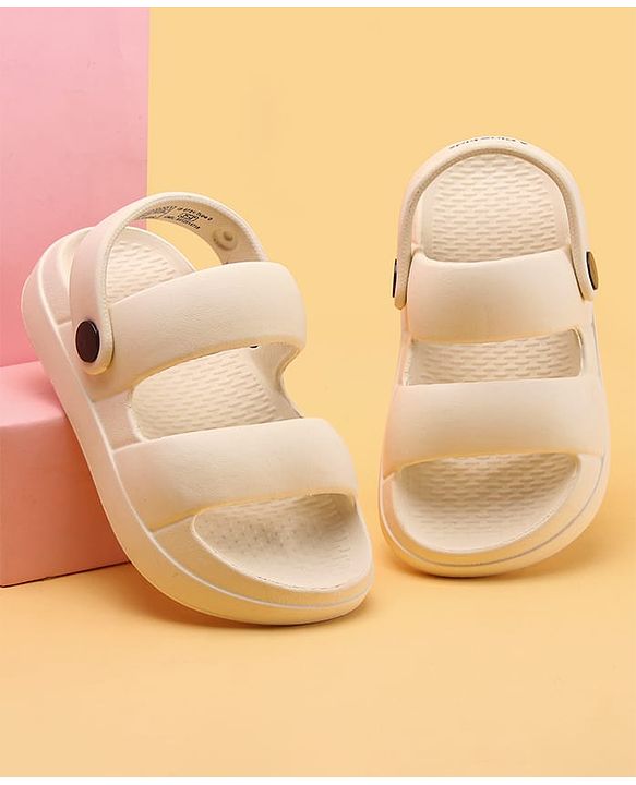 Pine Kids Solid Clogs With Back Strap - Beige