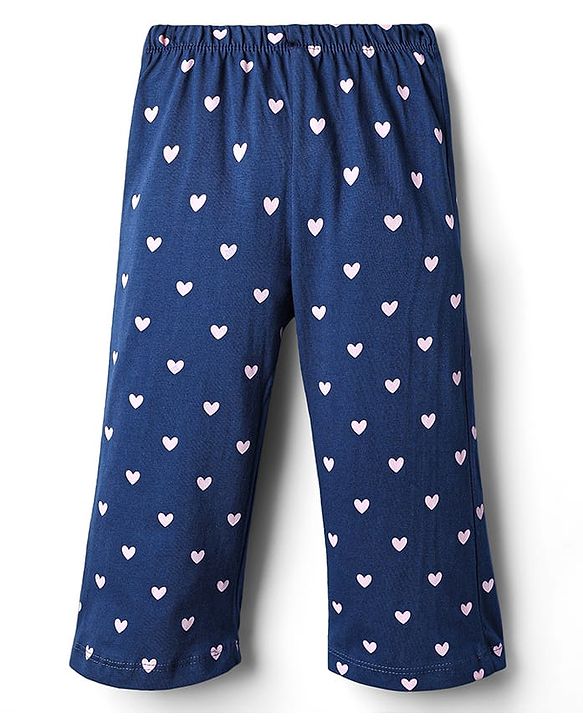Babyhug Cotton Knit Half Sleeves Night Suit With Dino Print - Navy Blue