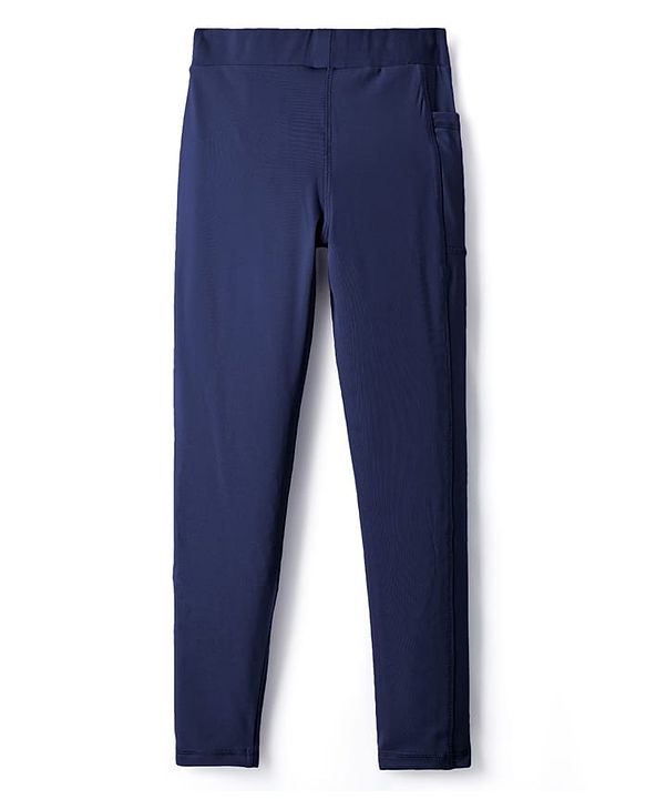Pine Active Knit Full Length Premium Ultra Comfort Super Stretch Aero Soft Solid Color Leggings - Navy Blue