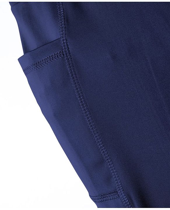 Pine Active Knit Full Length Premium Ultra Comfort Super Stretch Aero Soft Solid Color Leggings - Navy Blue