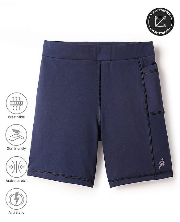 Pine Active Premium Knit Ultra Comfort Super Stretch Aero Soft Solid Cycling Shorts - Navy Blue