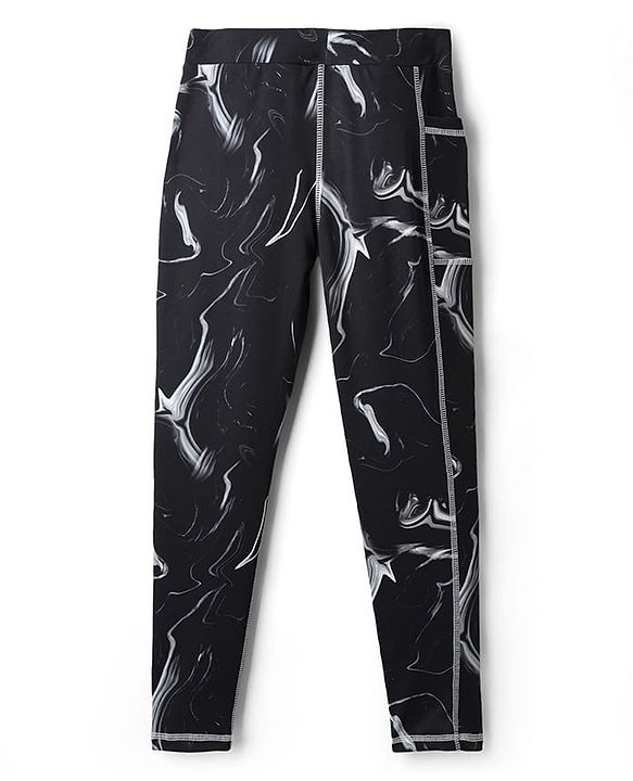 Pine Active Knit Full Length Super Stretch Printed Leggings - Black