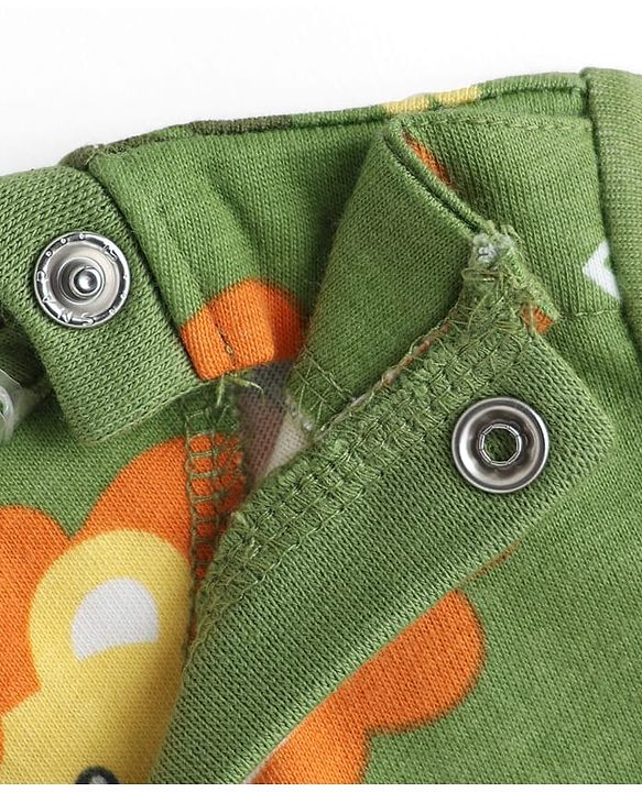 Babyhug Cotton Knit Half Sleeves Co-Ords Nightsuit With Animal Print - Green