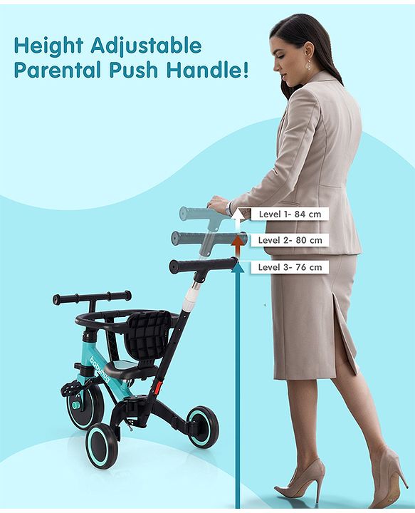 Babyhug Most Advanced 5 in 1 Tricycle with Adjustable Parent Handle - Aqua Blue