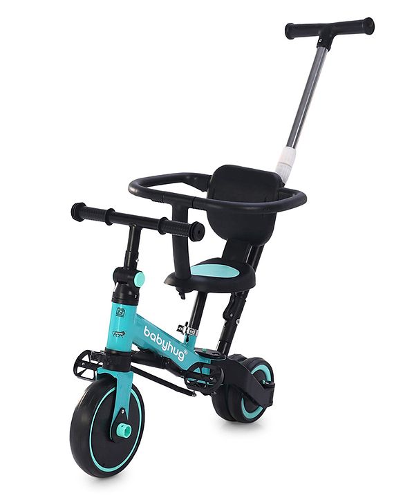 Babyhug Most Advanced 5 in 1 Tricycle with Adjustable Parent Handle - Aqua Blue