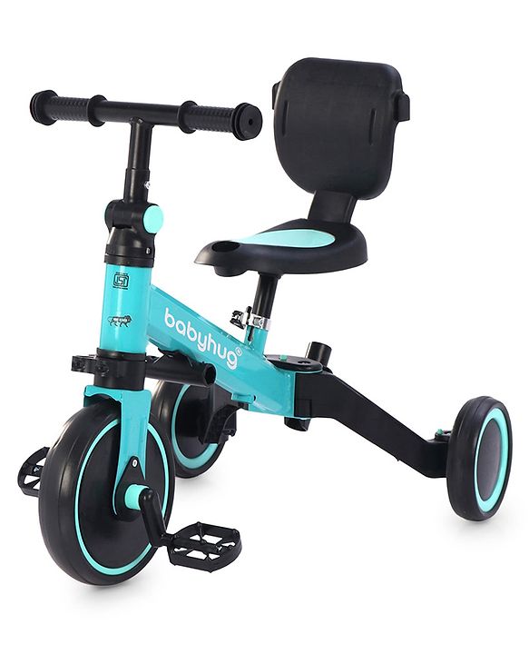 Babyhug Most Advanced 5 in 1 Tricycle with Adjustable Parent Handle - Aqua Blue