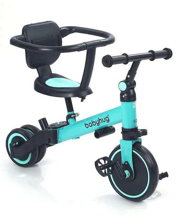 Babyhug 7 in 1 Baby Cycle Tricycle with Adjustable Parent Handle - Aqua Blue