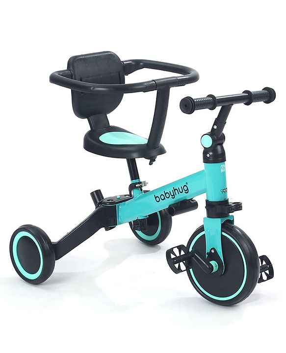 Babyhug 7 in 1 Baby Cycle Tricycle with Adjustable Parent Handle - Aqua Blue