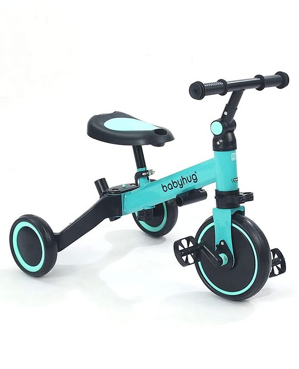 Babyhug 7 in 1 Baby Cycle Tricycle with Adjustable Parent Handle - Aqua Blue