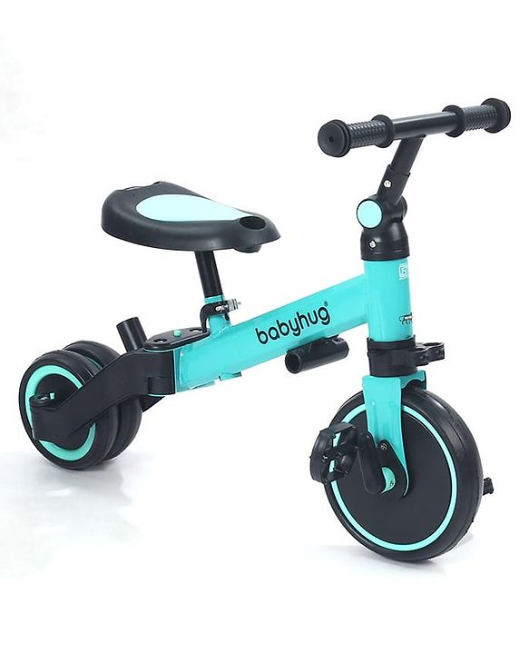 Babyhug 7 in 1 Baby Cycle Tricycle with Adjustable Parent Handle - Aqua Blue