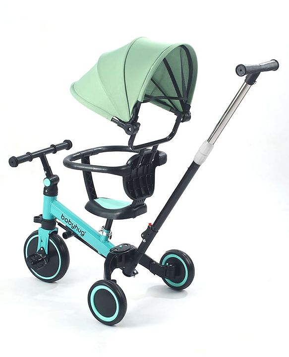 Babyhug 7 in 1 Baby Cycle Tricycle with Adjustable Parent Handle - Aqua Blue