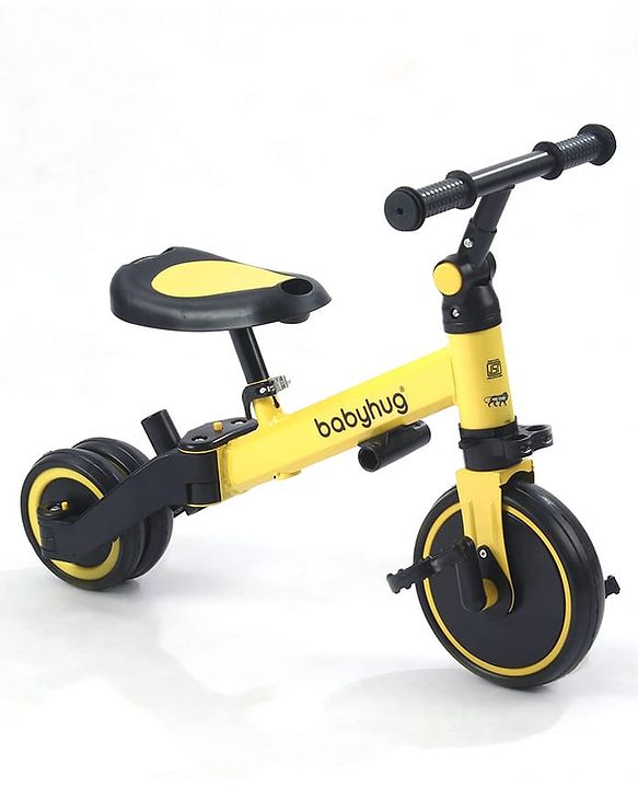 Babyhug 7 in 1 Baby Cycle Tricycle with Adjustable Parent Handle - Yellow