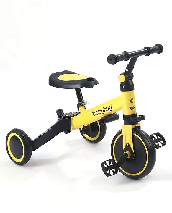 Babyhug 7 in 1 Baby Cycle Tricycle with Adjustable Parent Handle - Yellow