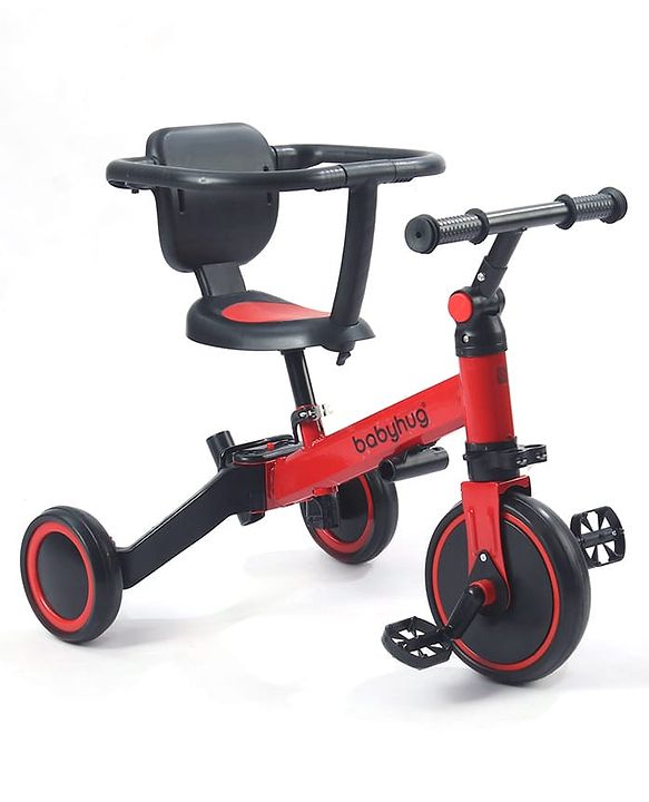 Babyhug 7 in 1 Baby Cycle Tricycle with Adjustable Parent Handle - Yellow