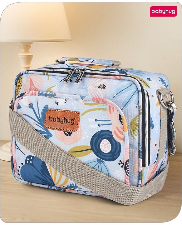 Babyhug Mini Travel Diaper Sling Bag Unicorn Theme- Blue