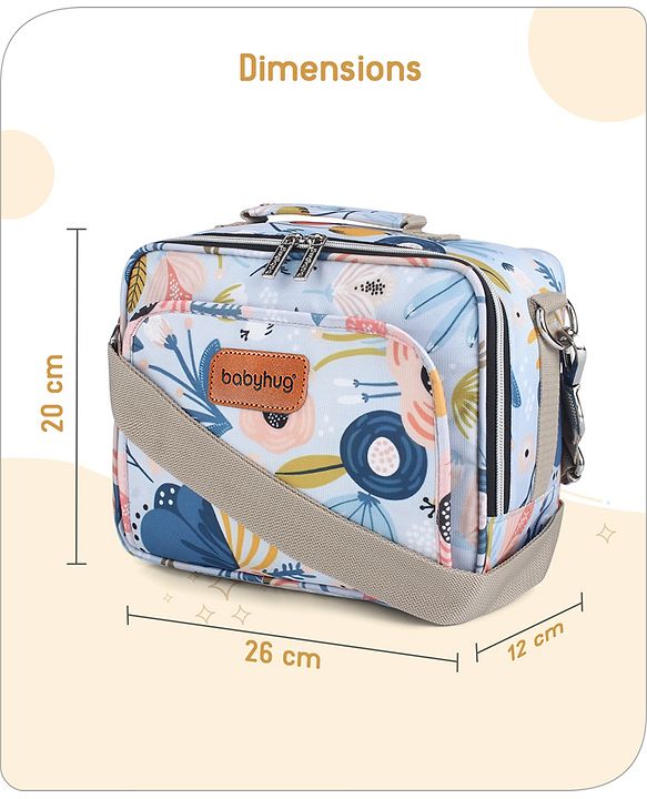 Babyhug Mini Travel Diaper Sling Bag Unicorn Theme- Blue
