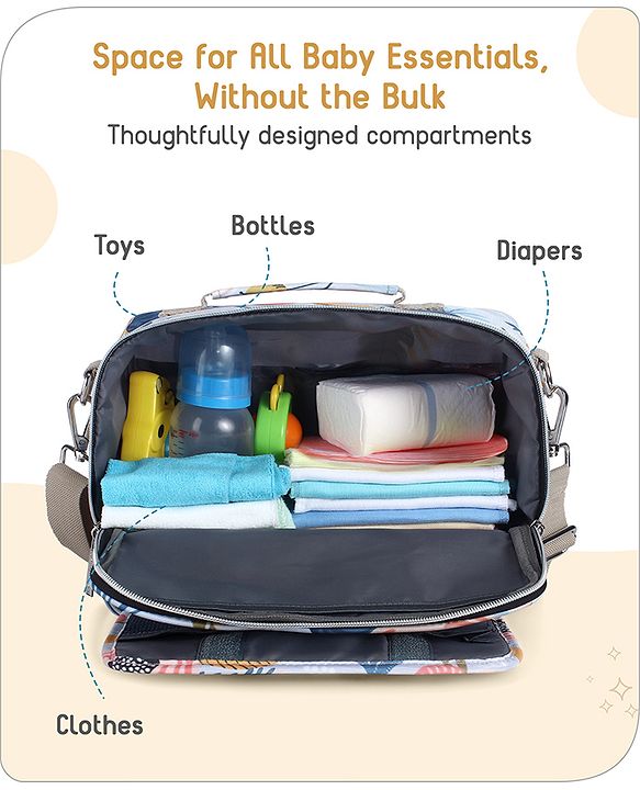 Babyhug Mini Travel Diaper Sling Bag Unicorn Theme- Blue