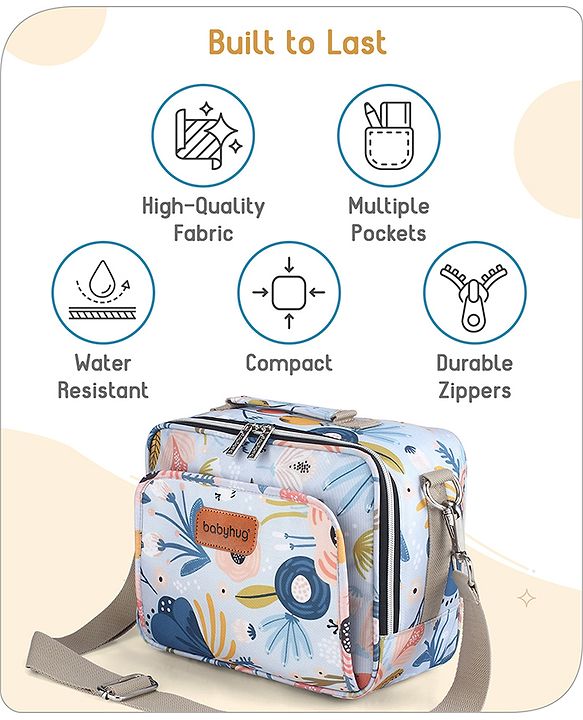 Babyhug Mini Travel Diaper Sling Bag Unicorn Theme- Blue