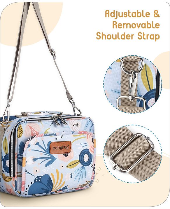 Babyhug Mini Travel Diaper Sling Bag Unicorn Theme- Blue