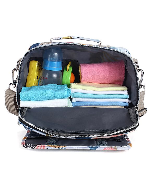 Babyhug Mini Travel Diaper Sling Bag Unicorn Theme- Blue