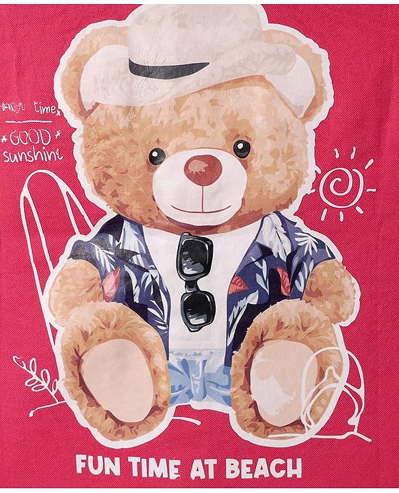 Babyhug Cotton Woven Full Sleeves Shirt with Bear Print - Red