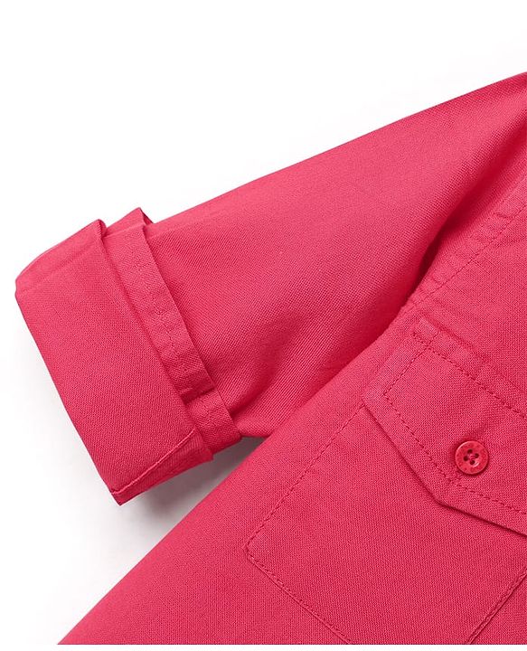 Babyhug Cotton Woven Full Sleeves Shirt with Bear Print - Red