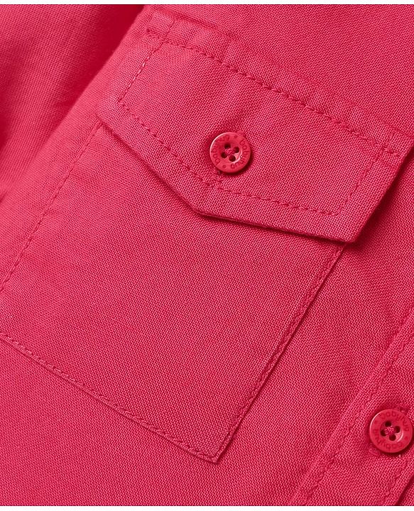 Babyhug Cotton Woven Full Sleeves Shirt with Bear Print - Red