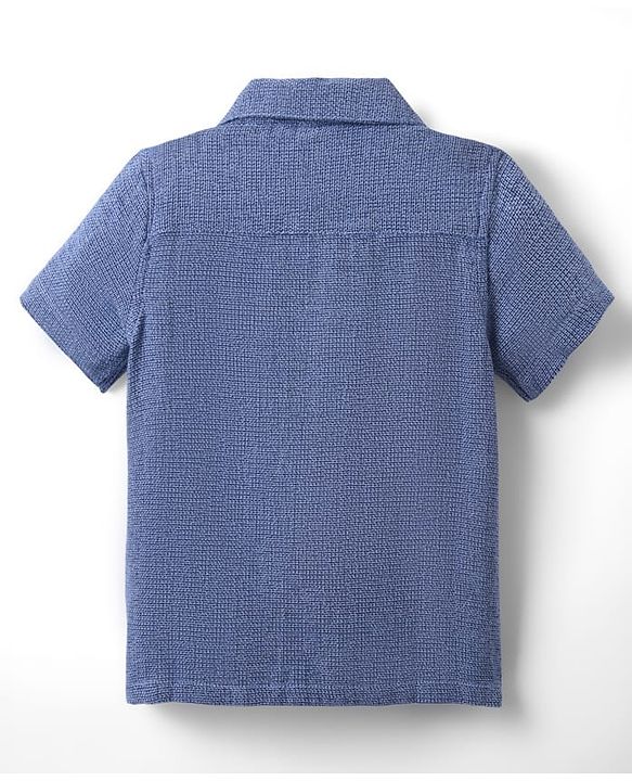 Babyhug Cotton Woven Half Sleeves Solid Colour Shirt - Blue