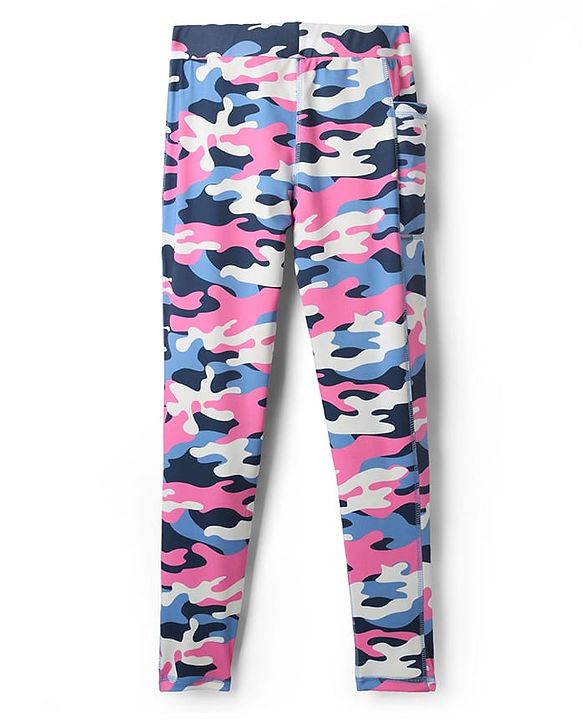 Pine Active Knit  Full Length Super Stretch Leggings with Camouflage Print - Pink