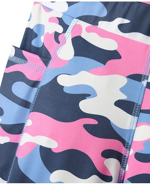Pine Active Knit  Full Length Super Stretch Leggings with Camouflage Print - Pink