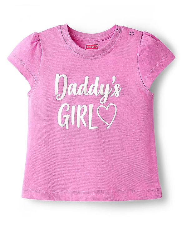 Babyhug Cotton Knit Cap Sleeves Capri Night Suit With Heart Print - Pink