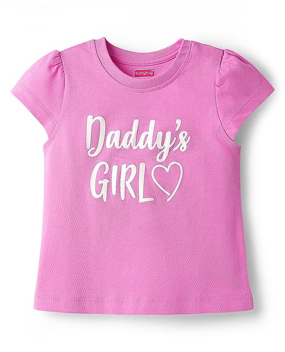 Babyhug Cotton Knit Cap Sleeves Capri Night Suit With Heart Print - Pink