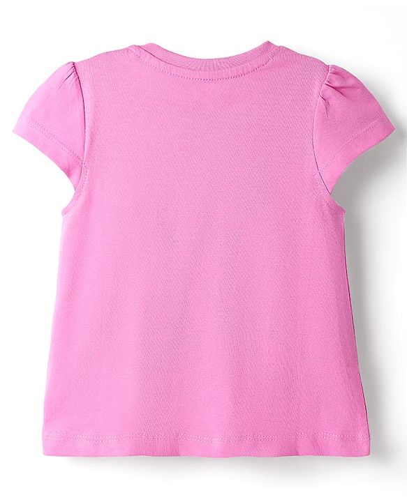 Babyhug Cotton Knit Cap Sleeves Capri Night Suit With Heart Print - Pink