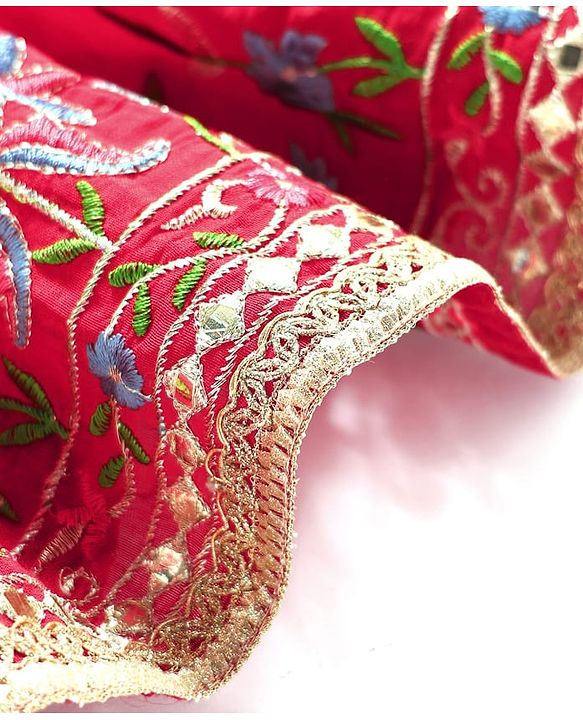 Babyhug Woven Three Fourth Sleeves Floral Embriodered Kurti Salwar & Dupatta Set - Red