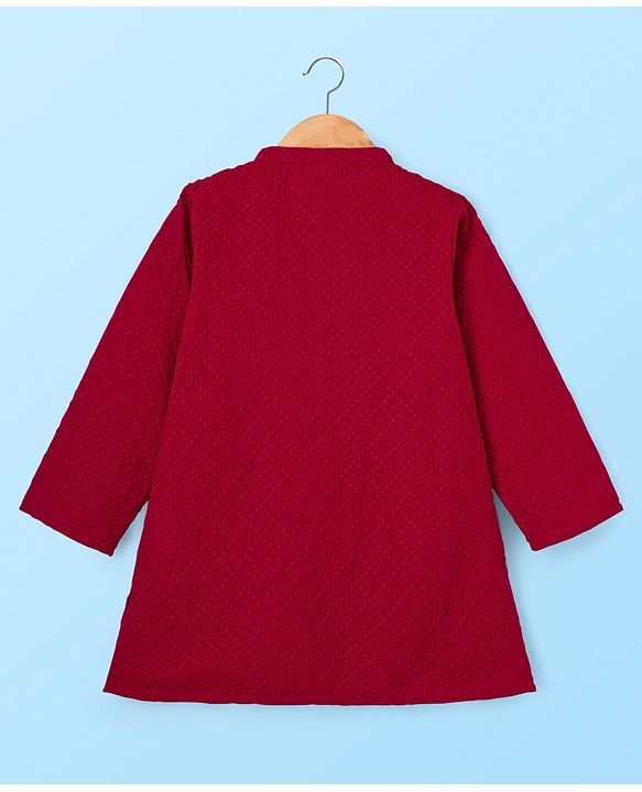 Babyhug Cotton Woven Full Sleeves Solid Colour Kurta Dhoti Set - Red