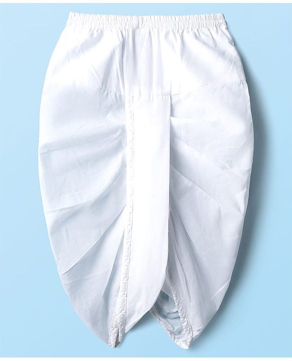 Babyhug Cotton Woven Full Sleeves Solid Colour Kurta Dhoti Set With Textured Design - White