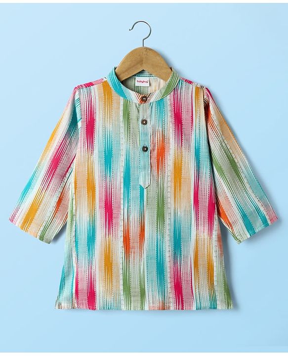 Babyhug Cotton Woven Full Sleeves Cambric Foil Printed Kurta Pajama Set - Multicolour