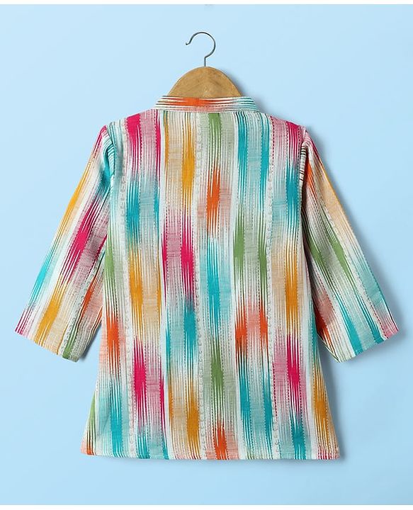 Babyhug Cotton Woven Full Sleeves Cambric Foil Printed Kurta Pajama Set - Multicolour