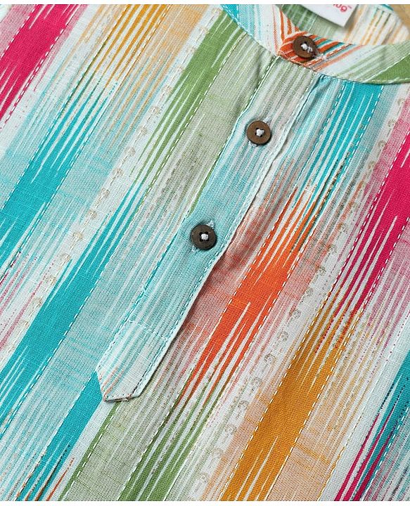 Babyhug Cotton Woven Full Sleeves Cambric Foil Printed Kurta Pajama Set - Multicolour