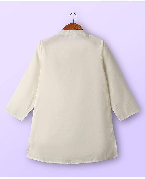 Babyhug Cotton Woven Full Sleeves Kurta Pajama Set With Embroidered Jacket - White