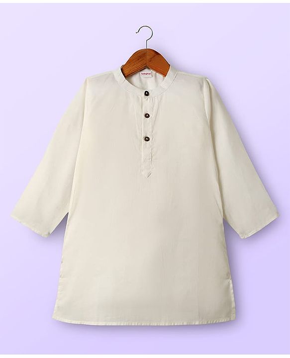 Babyhug Cotton Woven Full Sleeves Kurta Pajama Set With Embroidered Jacket - White