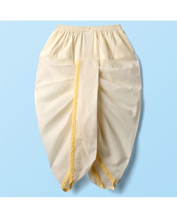 Babyhug Cambric Full Sleeves Solid Kurta Dhoti Set with Embroidered Jacket - Offwhite