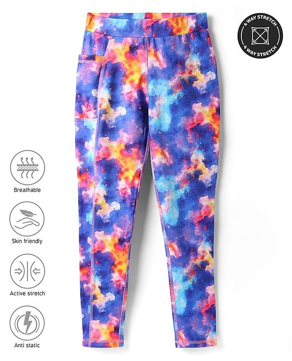 Pine Active Knit Full Length Super Stretch Printed Leggings - Multicolor