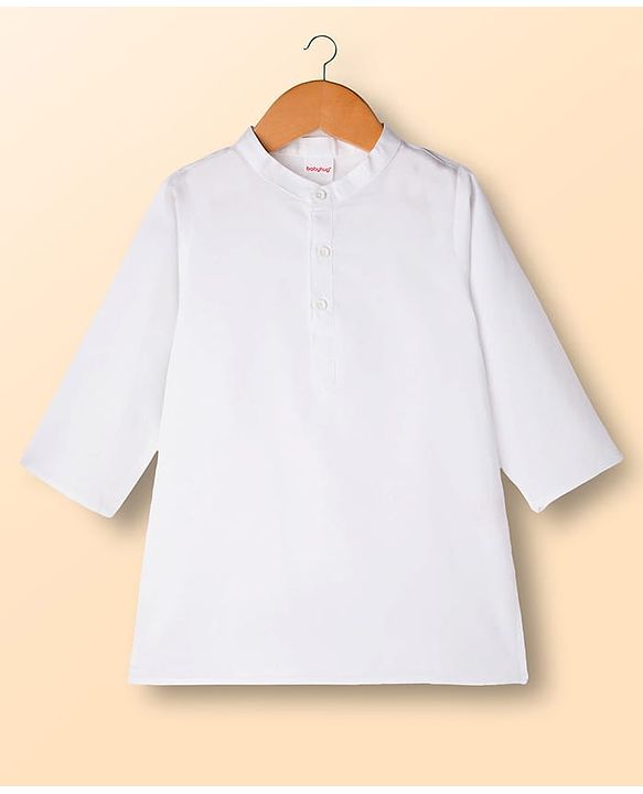 Babyhug Cambric Woven Full Sleeves Kurta Dhoti Set with Jacket & Floral Print - White