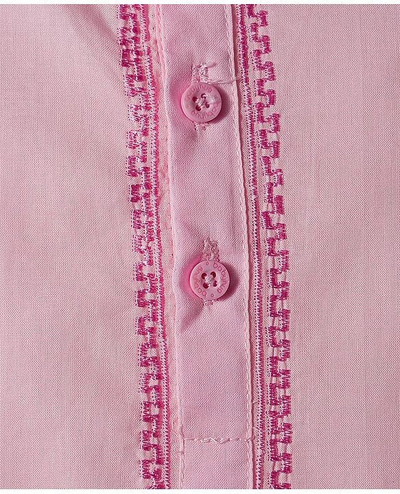 Babyhug Cambric Full Sleeves Solid Color Kurta Dhoti Set - Pink
