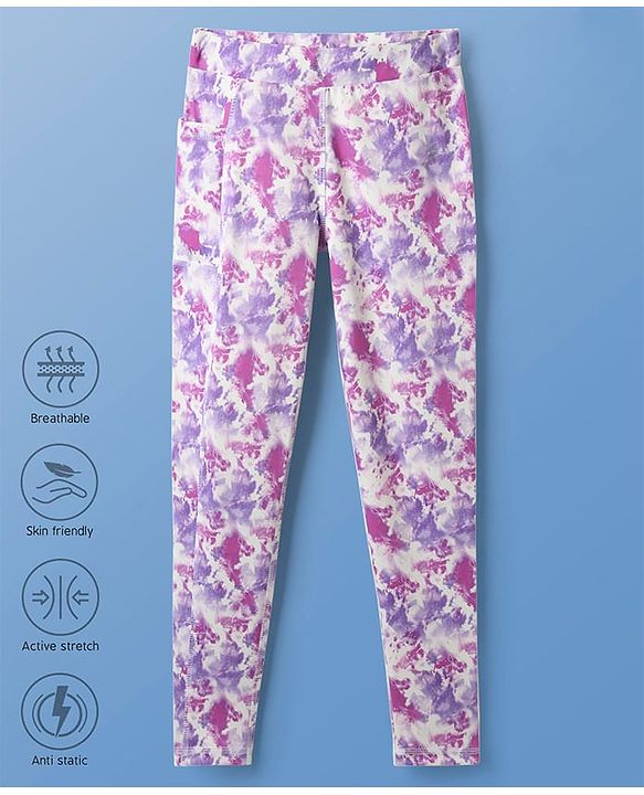 Pine Active Full Length Super Stretch Printed Leggings - Pink