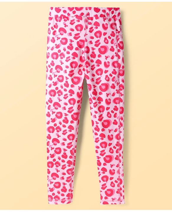 Pine Active Knit Full Length Super Stretch Printed Leggings - Pink
