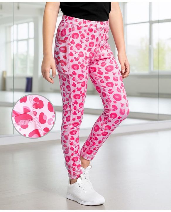Pine Active Knit Full Length Super Stretch Printed Leggings - Pink