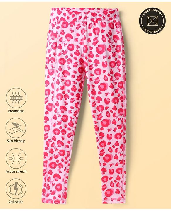 Pine Active Knit Full Length Super Stretch Printed Leggings - Pink
